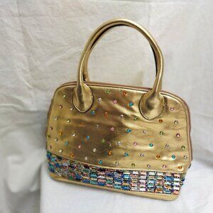 * Your Next Halloween Handbag Accessory!  Large Rhinestones Fancy Gold